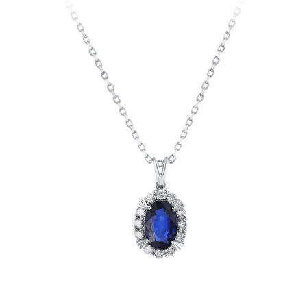 0.10 Karat Safir Taşlı Pırlanta Kolye