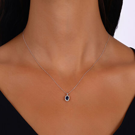 0.10 Karat Safir Taşlı Pırlanta Kolye
