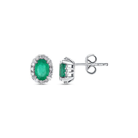 0.22 Karat Zümrüt Taşlı Pırlanta Küpe