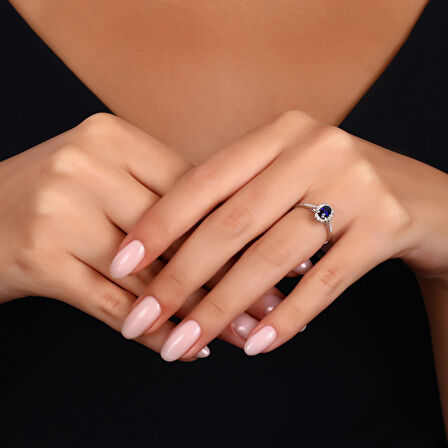 0.21 Karat Safir Taşlı Pırlanta Yüzük