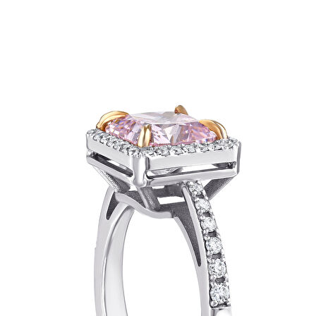 Pembe Topaz Taşlı Pırlanta Yüzük