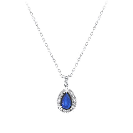 0.08 Karat Safir Taşlı Pırlanta Kolye
