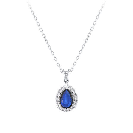 0.08 Karat Safir Taşlı Pırlanta Kolye