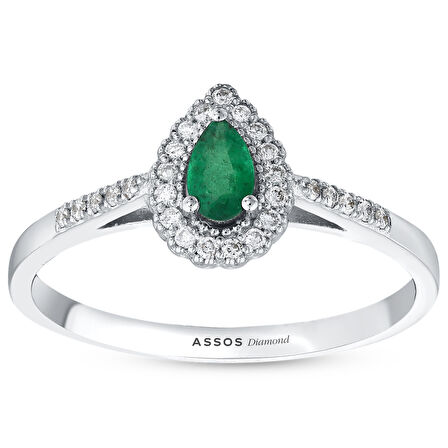 0.14 Karat Zümrüt Taşlı Pırlanta Yüzük