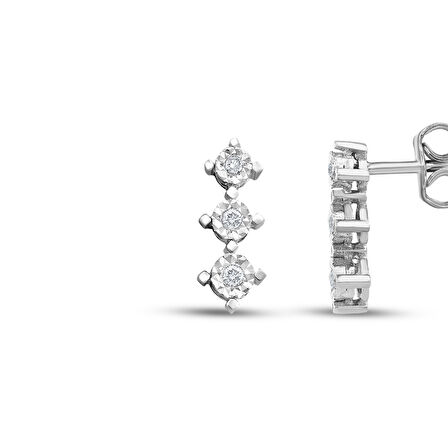 0.06 Karat Pırlanta Tria Küpe