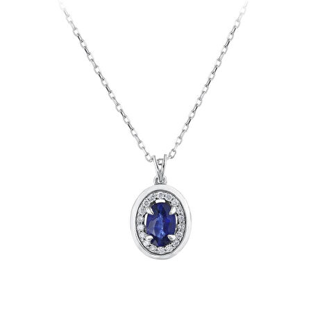 0.08 Karat Safir Taşlı Pırlanta Kolye