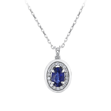 0.08 Karat Safir Taşlı Pırlanta Kolye