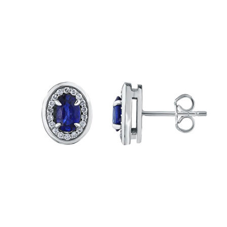 0.16 Karat Safir Taşlı Pırlanta Küpe
