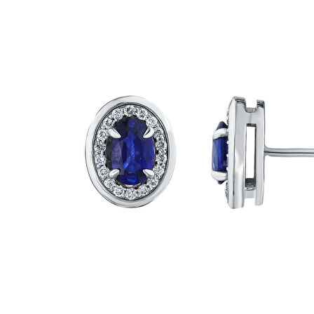 0.16 Karat Safir Taşlı Pırlanta Küpe