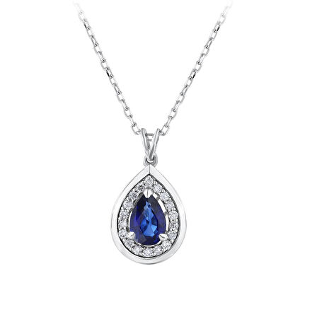 0.08 Karat Safir Taşlı Pırlanta Kolye