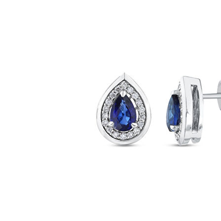 0.16 Karat Safir Taşlı Pırlanta Küpe