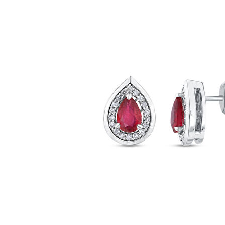 0.18 Karat Yakut Taşlı Pırlanta Küpe
