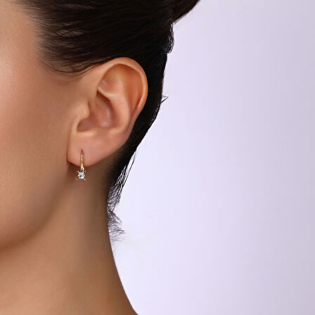 0.20 Karat Pırlanta Tektaş Küpe