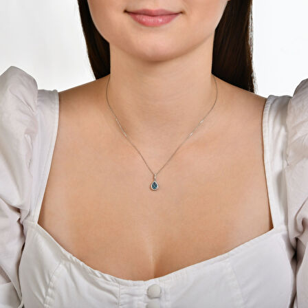 Pırlanta Violet Taşlı Kolye