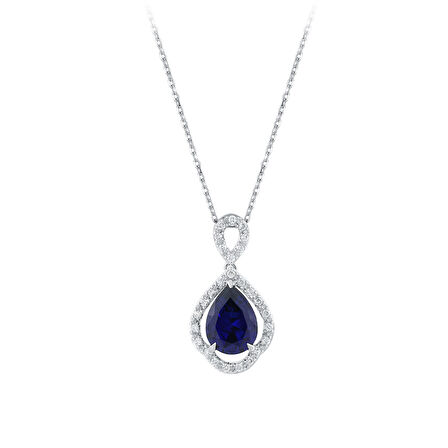 0.10 Karat Safir Taşlı Pırlanta Kolye