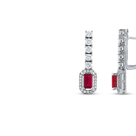 Yakut Taşlı Pırlanta Küpe