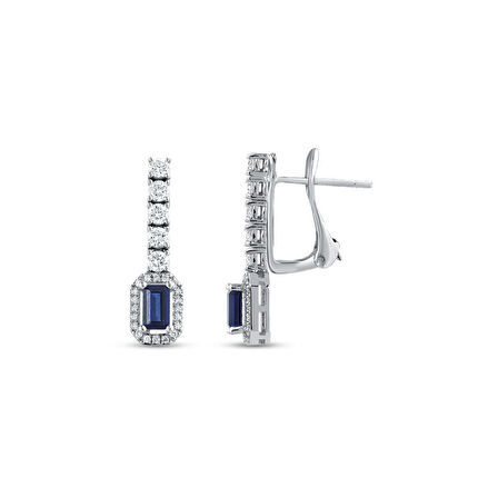 0.44 Karat Safir Taşlı Pırlanta Küpe