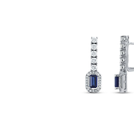 0.44 Karat Safir Taşlı Pırlanta Küpe
