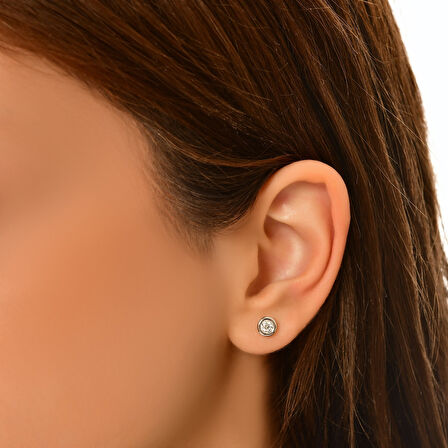 0.30 Karat Pırlanta Tektaş Küpe