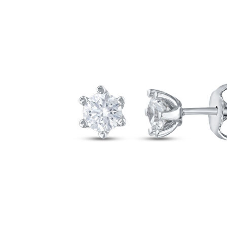 0.63 Karat Pırlanta Tektaş Küpe