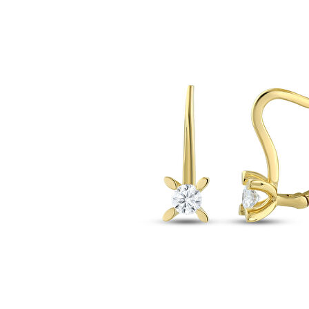 0.10 Karat Pırlanta Tektaş Küpe