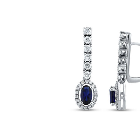 Safir Taşlı Pırlanta Küpe