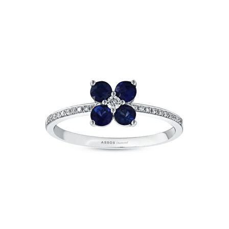 0.09 Karat Safir Taşlı Pırlanta Yüzük