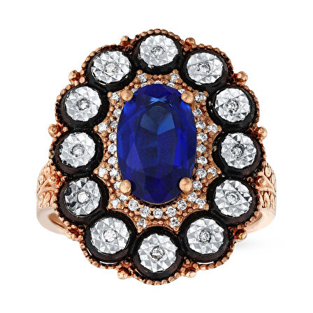 0.17 Karat Safir Taşlı Elmas Yüzük