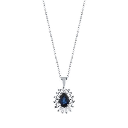 0.05 Karat Safir Taşlı Pırlanta Kolye