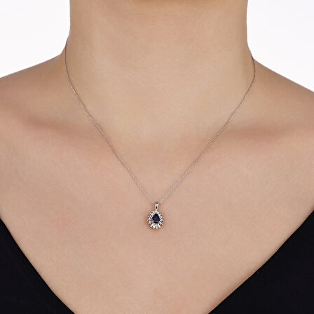 0.05 Karat Safir Taşlı Pırlanta Kolye