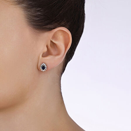 0.10 Karat Safir Taşlı Pırlanta Küpe