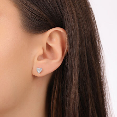 0.21 Karat Pırlanta Kalp Küpe