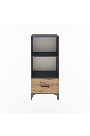 Arges Dolap Tek Raflı Tek Çekmeceli 60x30x134 Antrasit-Çam