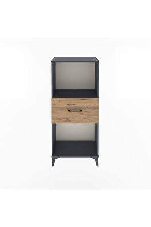 Arges Dolap Tek Raflı Tek Çekmeceli 60x30x134 Antrasit-Çam