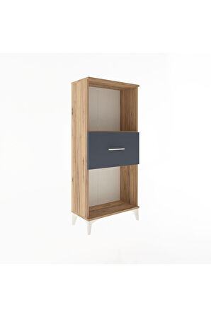 Arges Dolap Tek Raflı Tek Çekmeceli 60x30x134 Çam-Antrasit