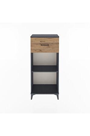Arges Dolap Tek Raflı Tek Çekmeceli 60x30x134 Antrasit-Çam