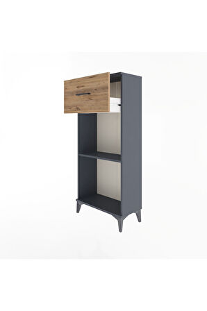 Arges Dolap Tek Raflı Tek Çekmeceli 60x30x134 Antrasit-Çam