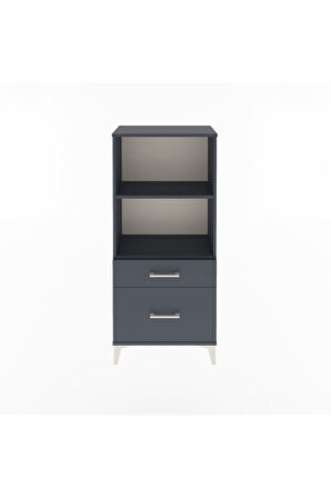 Arges Dolap 2 Raflı 2 Çekmeceli 60x30x134 Antrasit-Antrasit