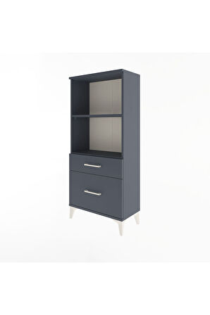 Arges Dolap 2 Raflı 2 Çekmeceli 60x30x134 Antrasit-Antrasit