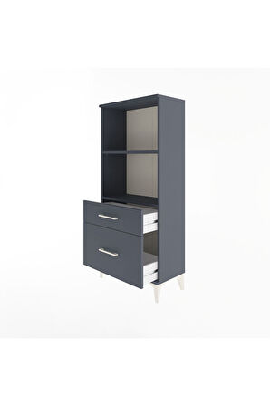 Arges Dolap 2 Raflı 2 Çekmeceli 60x30x134 Antrasit-Antrasit