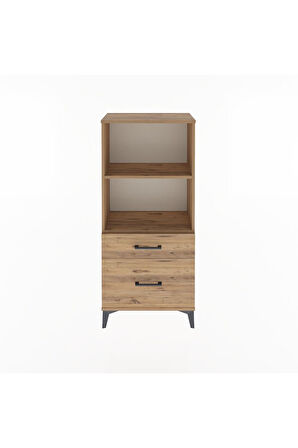 Arges Dolap 2 Raflı 2 Çekmeceli 60x30x134 Çam-Çam