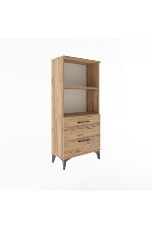 Arges Dolap 2 Raflı 2 Çekmeceli 60x30x134 Çam-Çam