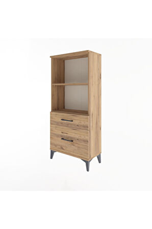 Arges Dolap 2 Raflı 2 Çekmeceli 60x30x134 Çam-Çam