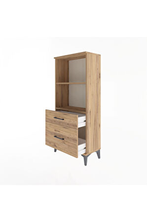 Arges Dolap 2 Raflı 2 Çekmeceli 60x30x134 Çam-Çam
