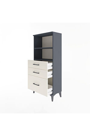 Arges Dolap 2 Raflı 3 Çekmeceli 60x30x134 Antrasit-Aytaşı