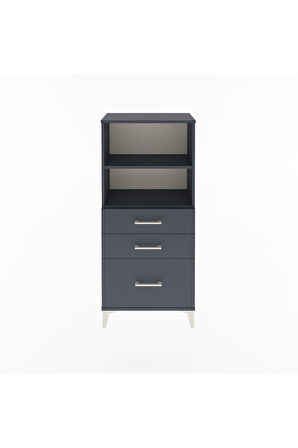 Arges Dolap 2 Raflı 3 Çekmeceli 60x30x134 Antrasit-Antrasit