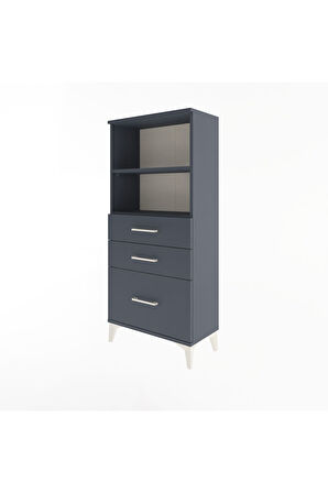 Arges Dolap 2 Raflı 3 Çekmeceli 60x30x134 Antrasit-Antrasit