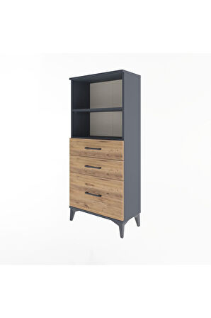 Arges Dolap 2 Raflı 3 Çekmeceli 60x30x134 Antrasit-Çam