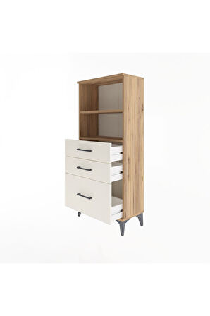 Arges Dolap 2 Raflı 3 Çekmeceli 60x30x134 Çam-Aytaşı