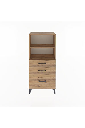 Arges Dolap 2 Raflı 3 Çekmeceli 60x30x134 Çam-Çam